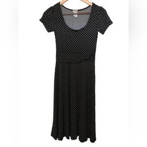 Touch 9 Women’s Navy Blue White Polka Dot Dress - Small